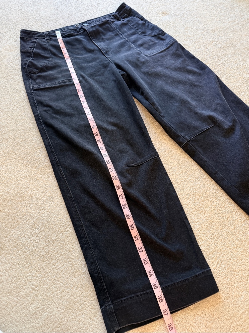 Evereve KUT from the Kloth Ashton Barrel Leg Jeans Black Sz 12 High Rise Denim - Picture 9 of 9